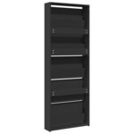 vidaXL Armoire à chaussures avec miroir 5 niveaux noir 63x17x169 5 cm