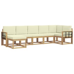 vidaXL Ensemble de canapés d'extérieur 7 pc Blanc et crème Polyester