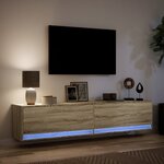 vidaXL Meuble TV mural avec LED chêne sonoma 180x31x38 cm