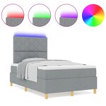 vidaXL Lit à sommier avec matelas et LED Gris clair 120x200 cm Tissu