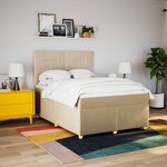 vidaXL Sommier à lattes de lit avec matelas Crème 160x200 cm Tissu