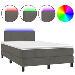 vidaXL Sommier à lattes de lit avec matelas LED Gris foncé 120x200 cm