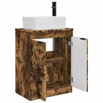vidaXL Meuble de salle de bain avec évier Chêne fumé 54 x 35 x 83 cm