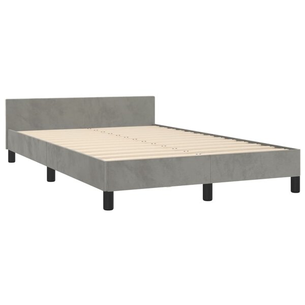 vidaXL Cadre de lit avec tête de lit gris clair 120x190 cm velours