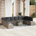vidaXL Ensemble de canapé de jardin 11 Pièces Gris clair Poly rotin