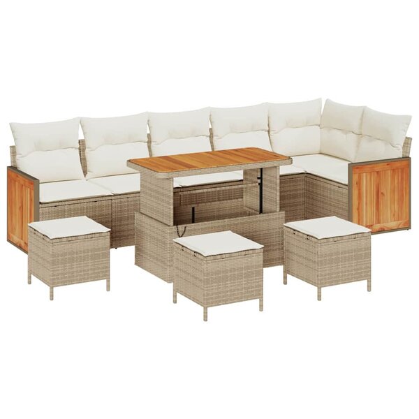 vidaXL Ensemble de canapé de jardin 10 Pièces Beige  Crème