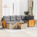 vidaXL Salon de jardin avec coussins 7 Pièces beige résine tressée