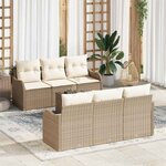 vidaXL Ensemble de canapé de jardin 7 Pièces Beige 55 x 55 x 37 cm