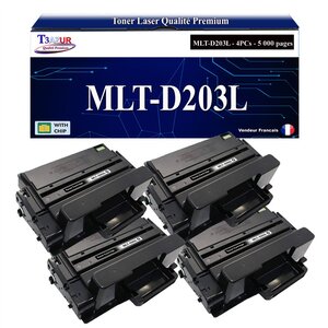 T3AZUR - 4x Toners compatibles avec Samsung MLT-D203L MLTD203L pour Samsung ProXpress SL-M3320 M3320ND M3370 M3370FD M3370FW M3820 M3820NDW M3870 M3870FD M3870FW M4020 M4020ND M4020NX M4020D M4070 M4070FR