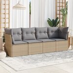 vidaXL Salon de jardin avec coussins 4 Pièces beige résine tressée