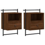 vidaXL Table de chevet murale 2 Pièces chêne marron 40x30x61 cm