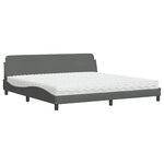 vidaXL Lit avec matelas gris foncé 200x200 cm tissu