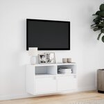 vidaXL Meuble TV mural avec lumières LED blanc 80x31x45 cm