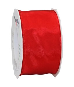 Ruban de soie acetat laitonné lyon 25-m-rouleau 60 mm rouge