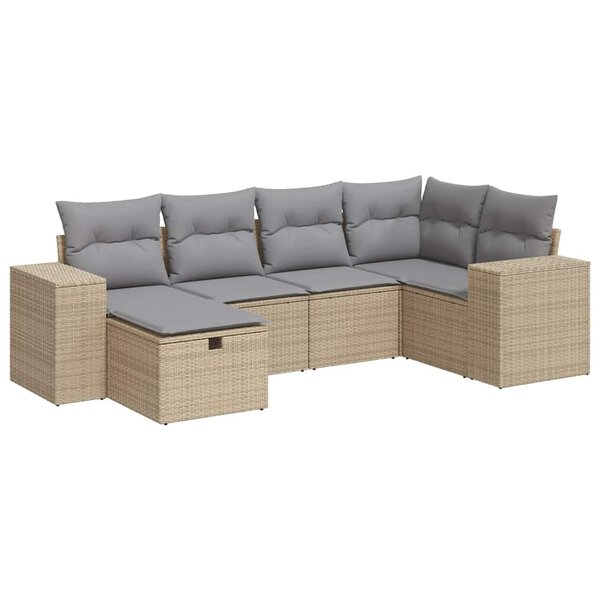 vidaXL Salon de jardin avec coussins 6 Pièces beige résine tressée