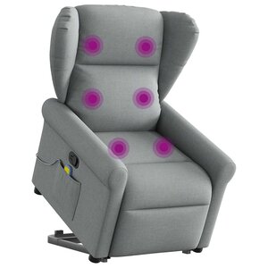 vidaXL Fauteuil de massage inclinable Gris clair Tissu
