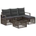 vidaXL Ensemble de canapé de jardin 5 Pièces Gris polyrotin