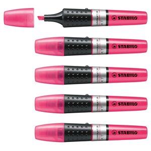 Surligneur LUMINATOR Niveau Visible Pointe Biseautée Rose x 5 STABILO