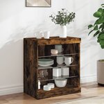 vidaXL Buffet avec lumières LED chêne fumé 60 5x37x67 cm