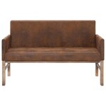 Banc banquette avec accoudoir 140 cm marron similicuir daim 02_0010828