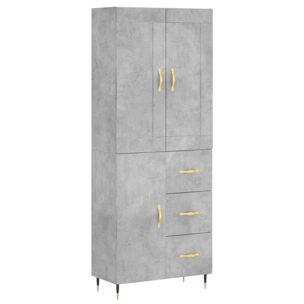 vidaXL Buffet haut Gris béton 69 5x34x180 cm Bois d'ingénierie