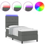 vidaXL Lit à ressorts avec matelas et LED Gris foncé 90x200 cm en Tissu