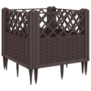 vidaXL Jardinière avec piquets marron 43 5x43 5x43 5 cm PP