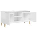 vidaXL Meuble TV avec pieds en bois Blanc brillant 103 5x35x50 cm
