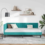 vidaXL Cadre de lit d'angle Turquoise 90 cm x 190 cm Velours