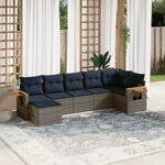 vidaXL Salon de jardin 7 Pièces avec coussins gris résine tressée