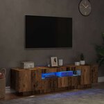 vidaXL Meuble TV avec lumières LED vieux bois bois d'ingénierie