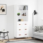 vidaXL Buffet haut Blanc 69 5x34x180 cm Bois d'ingénierie