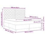 Lit à ressort avec matelas et LED vert foncé 180x200 cm en velours