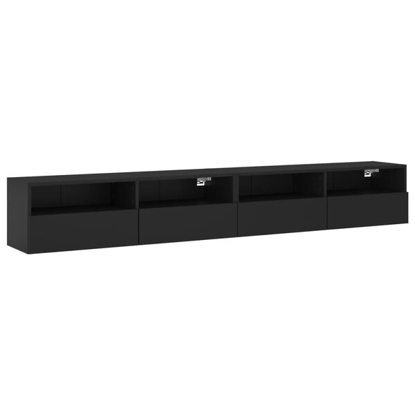 vidaXL Meubles TV muraux 2 Pièces noir 100x30x30 cm bois d'ingénierie