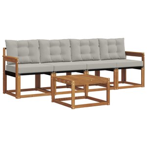 vidaXL Ensemble de canapés d'extérieur 5 pc Gris Naturel et Clair