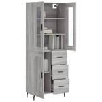 vidaXL Buffet haut Sonoma gris 69 5x34x180 cm Bois d'ingénierie
