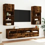 vidaXL Unités murales TV avec LED 5 Pièces chêne fumé bois d'ingénierie