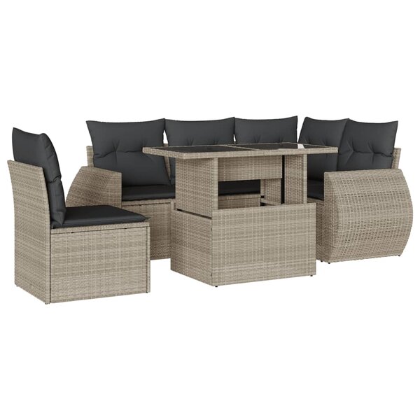 vidaXL Salon de jardin 6 Pièces avec coussins gris clair résine tressée