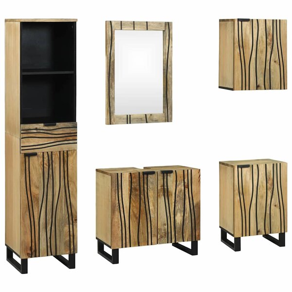 vidaXL Ensemble de mobilier de salle de bain avec tiroir 5 Pièces Marron