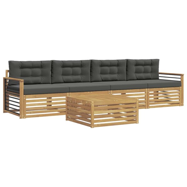vidaXL Ensemble de canapés d'extérieur 5 Pièces Blanc et anthracite