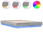 vidaXL Cadre de lit avec LED sans matelas sonoma gris 120x190 cm