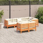 vidaXL Salon de jardin 7 Pièces avec coussins cire marron bois pin massif