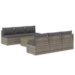 vidaXL Salon de jardin 7 Pièces avec coussins Gris Résine tressée