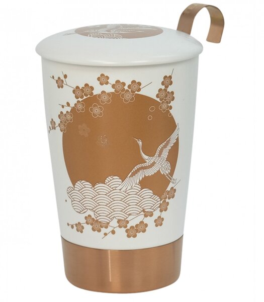 Tasse en porcelaine à double paroi avec infuseur komorebi blanc