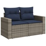 vidaXL Salon de jardin 9 Pièces avec coussins gris résine tressée