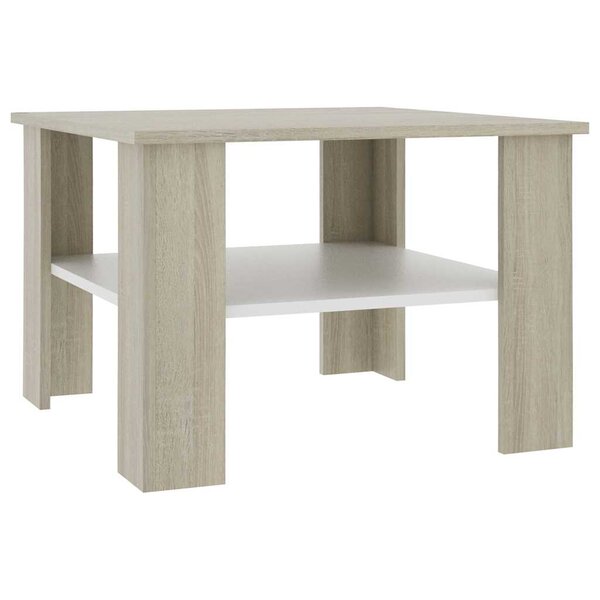 vidaXL Table basse blanc et chêne sonoma 60x60x42 cm bois d’ingénierie
