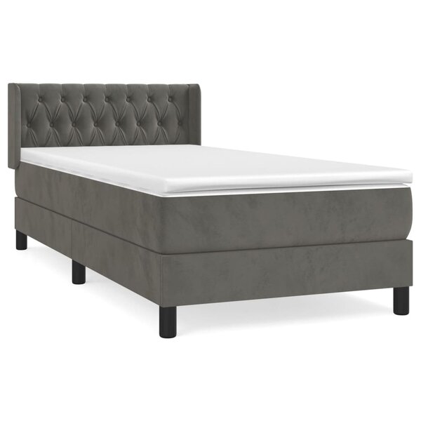 vidaXL Sommier à lattes de lit et matelas Gris foncé 90x200 cm Velours