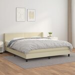 vidaXL Lit à sommier tapissier avec matelas Crème 180x200cm Similicuir