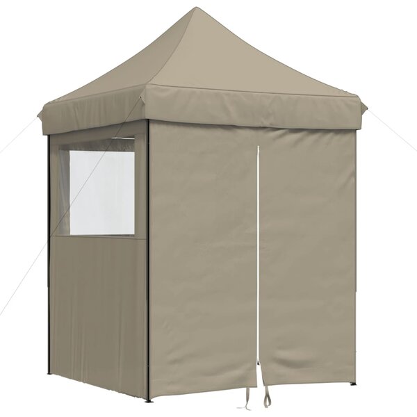 vidaXL Tente de réception pliable escamotable 4 parois latérales taupe