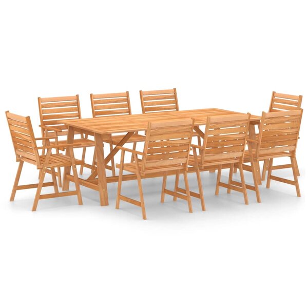 vidaXL Ensemble à manger de jardin 9 Pièces Bois d'acacia solide